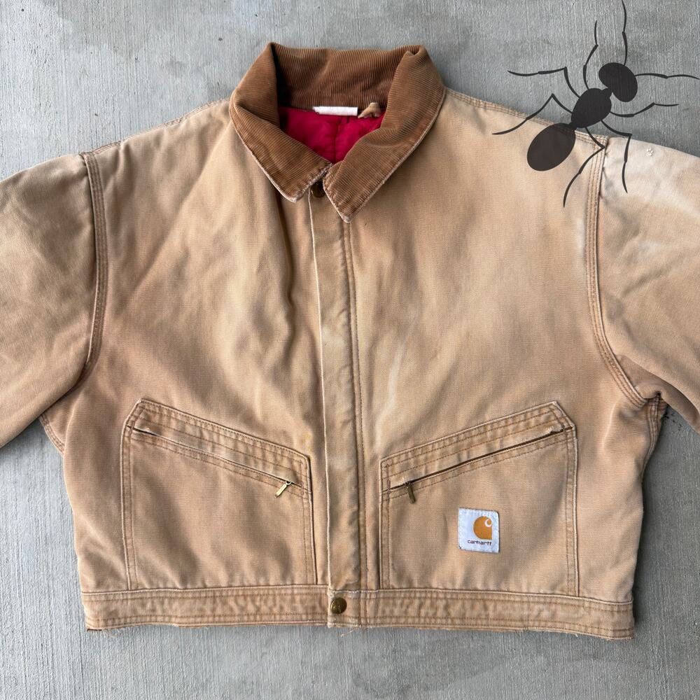 Vintage Y2K Carhartt brown cropped Detroit style work wear jacket - Picture 3 of 8
